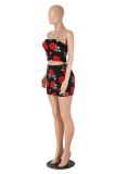 Sexy Print Wrap Chest Top Skirt 2 Piece Set GXYF-0469