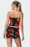 Sexy Print Wrap Chest Top Skirt 2 Piece Set GXYF-0469