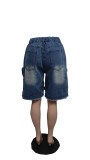 Loose Casual Big Pockets Tassel Denim Shorts QXTF-8505