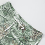 Print Contrast Color T Shirt Shorts Suit GDSF-D25ST109