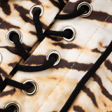 Tiger Print Tie-Up Skinny Shorts GDSF-D25PT099
