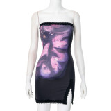 Sexy Print Lace Lace Split Mini Dress GDSF-J25DS015