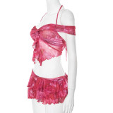 Print Halterneck Sexy Tops Ang Skirts Two Piece Set GDSF-Q25ST102