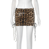 Leopard Sequin Split Tie Up Skirts GDSF-J25SK032
