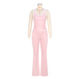 Sleeveless Soiid Color Yoga Sport Pants Suit ASL-6789