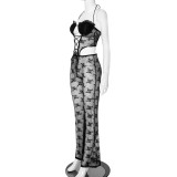 Lace Sling Tie Up Sling Jumpsuit GDSF-J25JP014