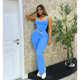 Sleeveless Soiid Color Yoga Sport Pants Suit ASL-6789