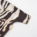 One Shoulder Print Skinny Two Piece Pants Set GDSF-K25ST025