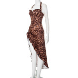 Sexy Backless Leopard Print Midi Dress GDSF-J25DS013