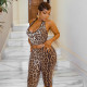 Leopard Print Sequin Sling Vest Seventh Pants Suit GDSF-J25ST027