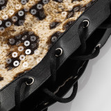 Leopard Sequin Split Tie Up Skirts GDSF-J25SK032