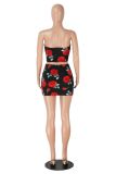 Sexy Print Wrap Chest Top Skirt 2 Piece Set GXYF-0469