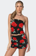 Sexy Print Wrap Chest Top Skirt 2 Piece Set GXYF-0469