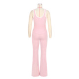 Sleeveless Soiid Color Yoga Sport Pants Suit ASL-6789