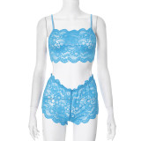 Sexy Lace Sling Vest Shorts Solid Suit GDSF-D25ST009