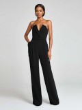 Solid Color Wrap Chest Slim Jumpsuit(With Belt) OD-8742