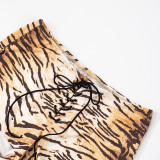 Tiger Print Tie-Up Skinny Shorts GDSF-D25PT099