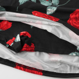 Sexy Print Wrap Chest Top Skirt 2 Piece Set GXYF-0469
