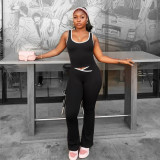 Sleeveless Soiid Color Yoga Sport Pants Suit ASL-6789