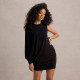 Solid Color Single Shoulder Long Sleeve Midi Dress GDSF-D25DS095