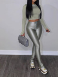 Solid Color Zipper Sport Pants QXLB-10135