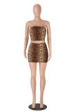 Sexy Print Wrap Chest Top Skirt 2 Piece Set GXYF-0469