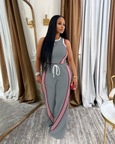 Patchwork Print Sleeveless Loose 2 Piece Pants Set YD-066