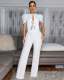 Bow Tie Short Sleeve Casual Wide Leg Jumpsuit OSM-4478