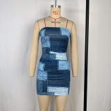 Sexy Print Off Shoulder Tube Tops Dress GPBY-DR957