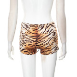 Tiger Print Tie-Up Skinny Shorts GDSF-D25PT099