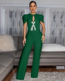 Bow Tie Short Sleeve Casual Wide Leg Jumpsuit OSM-4478