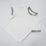 Print Contrast Color T Shirt Shorts Suit GDSF-D25ST109