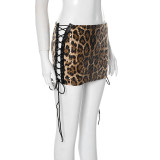 Leopard Sequin Split Tie Up Skirts GDSF-J25SK032