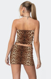 Sexy Print Wrap Chest Top Skirt 2 Piece Set GXYF-0469