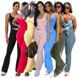Sleeveless Soiid Color Yoga Sport Pants Suit ASL-6789