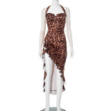 Sexy Backless Leopard Print Midi Dress GDSF-J25DS013