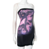 Sexy Print Lace Lace Split Mini Dress GDSF-J25DS015