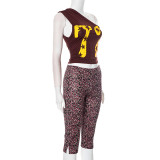 Slash Shoulder Print Two Piece Pants Set GDSF-J25ST006