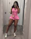 Solid Color Sleeveless Zipper Romper TR-1330