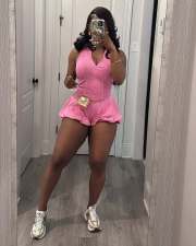 Solid Color Sleeveless Zipper Romper TR-1330