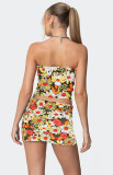 Sexy Print Wrap Chest Top Skirt 2 Piece Set GXYF-0469