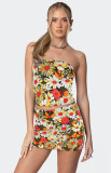 Sexy Print Wrap Chest Top Skirt 2 Piece Set GXYF-0469