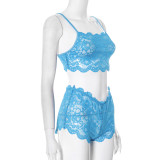 Sexy Lace Sling Vest Shorts Solid Suit GDSF-D25ST009