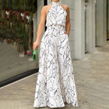 Plus Size Print Sleeveless Loose Jumpsuit GMAN-9120