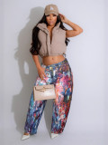 Fashion Print Loose Wide Leg Jeans ZSD-0709