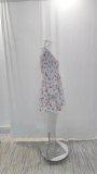 Plus Size V Neck Floral Print V Neck Midi Dress GMAN-8536