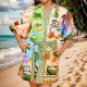Plus Size Print 3/4 Sleeve Shirt Dress GMAN-28154