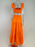 Plus Size Solid Color Sleeveless Two Piece Skirts Set GMAN-8114