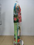 Plus Size Print Color Block Two Piece Pants Set GMAN-28066