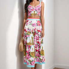 Plus Size Print Patchwork Vest+Long Skirts Suit GMAN-28993
